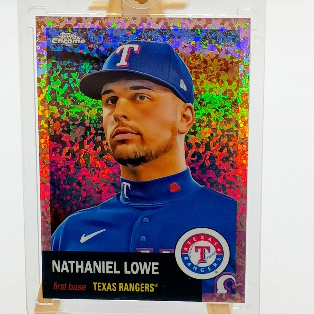 SSP 47/75 Nathaniel Lowe #447 Topps Chrome Rose Gold Speckled Refractor